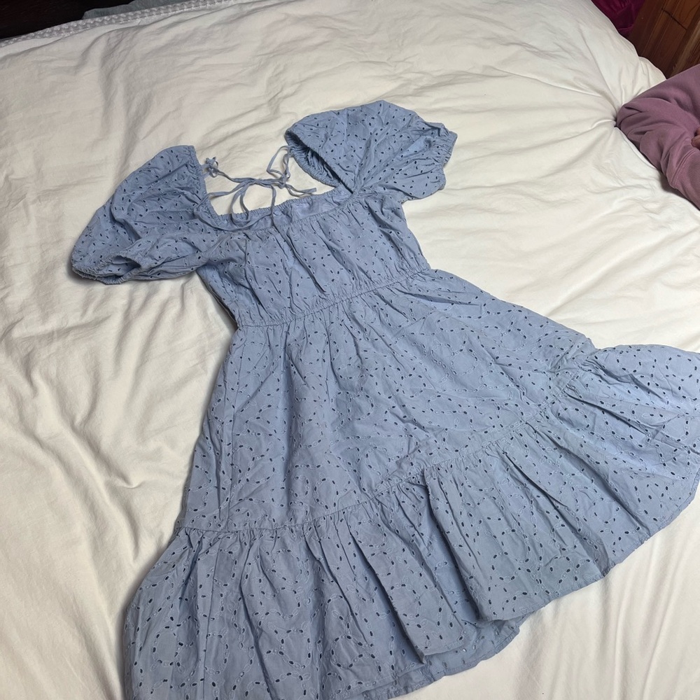 Organic Cotton Puff Sleeve Eyelet Dress - Picture 5 of 13
